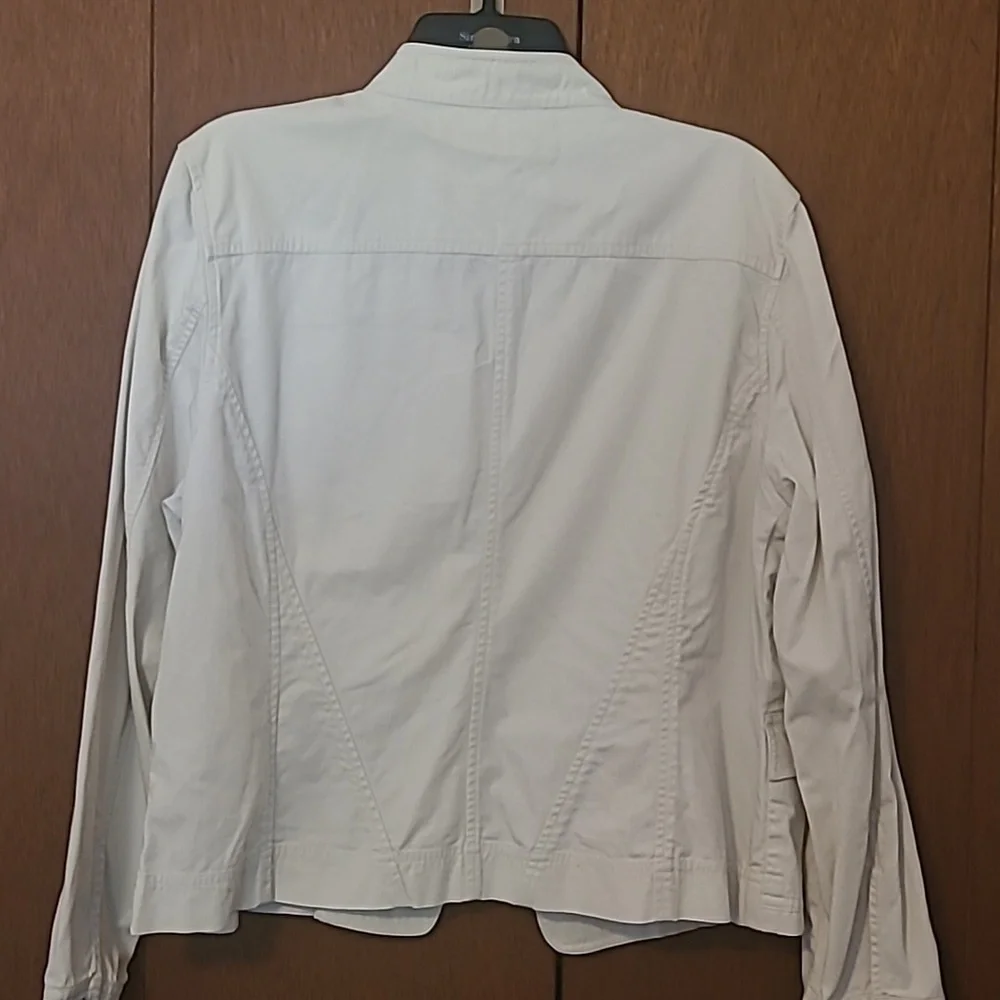Christopher & Banks cotton button front very light tan jacket Sz XL - Picture 6 of 7